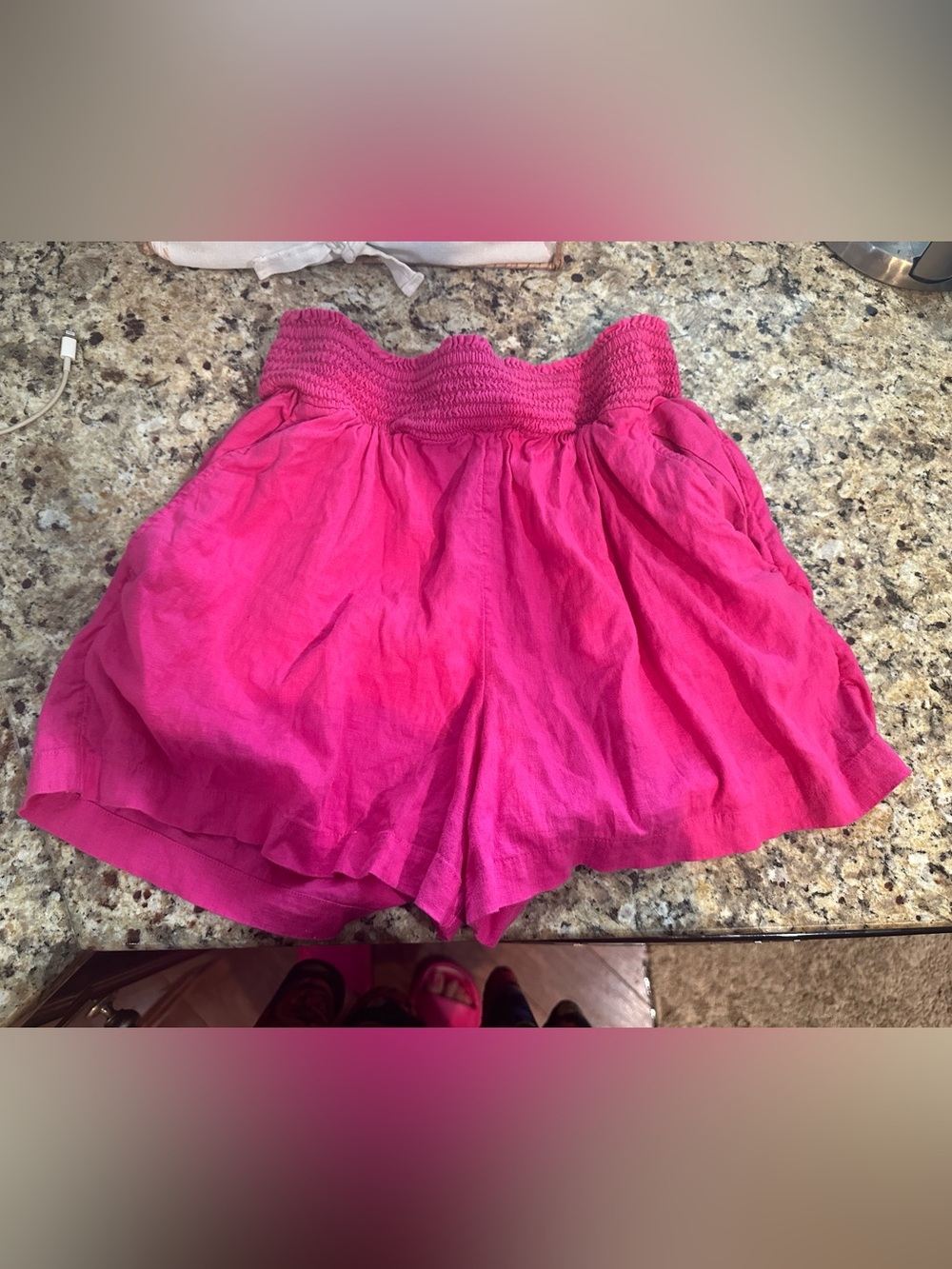 crown & ivy Hot Pink Smocked Waist High-Rise Shorts